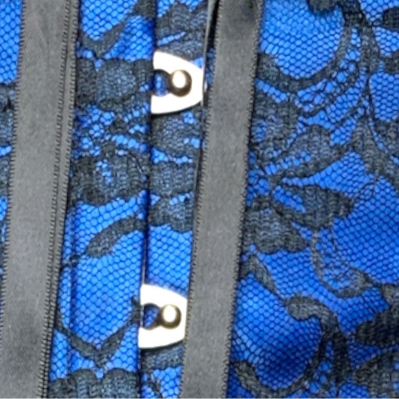 *NEW*Gorgeous Sexy Blue and Black Women Bustier Corset Set Lace Up Bone… - Picture 10 of 17